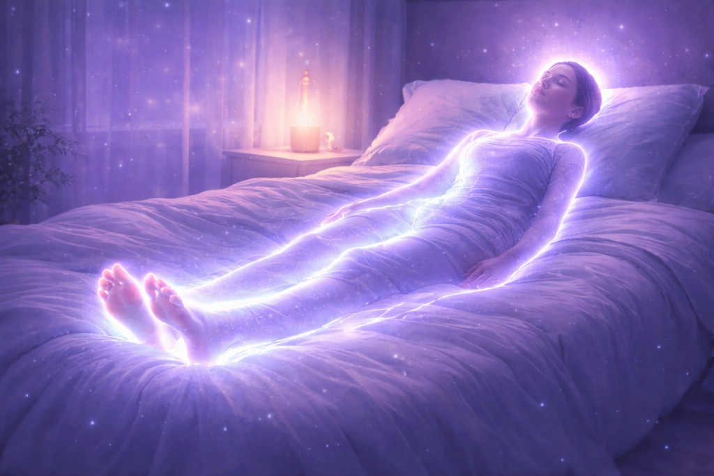 Body scan meditation visualization for mindful relaxation and falling asleep naturally