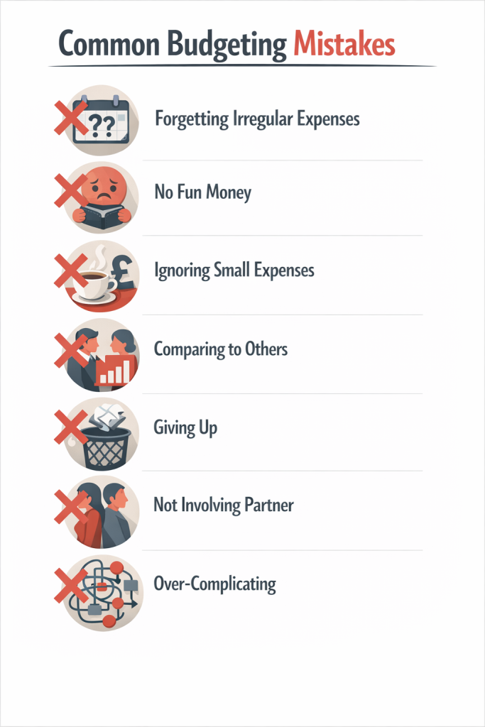 Infographic showing top budgeting mistakes to avoid for successful financial planning and money management How to Create a Budget That Actually Works
