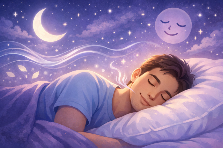 Person peacefully falling asleep using science-backed methods for quick sleep onset