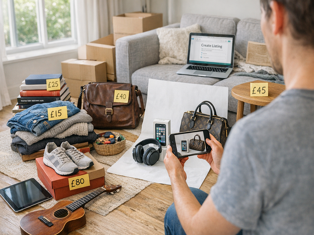 Various household items being sold online including electronics, clothes, and furniture to raise quick money