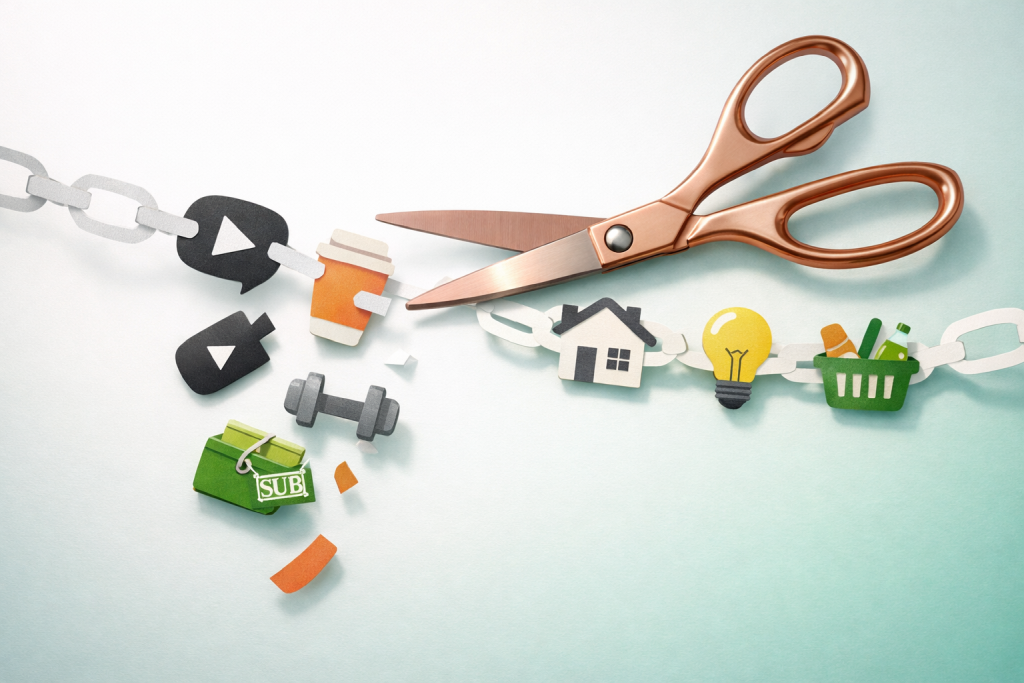 Strategic expense cutting methods showing painless ways to reduce monthly spending without sacrifice